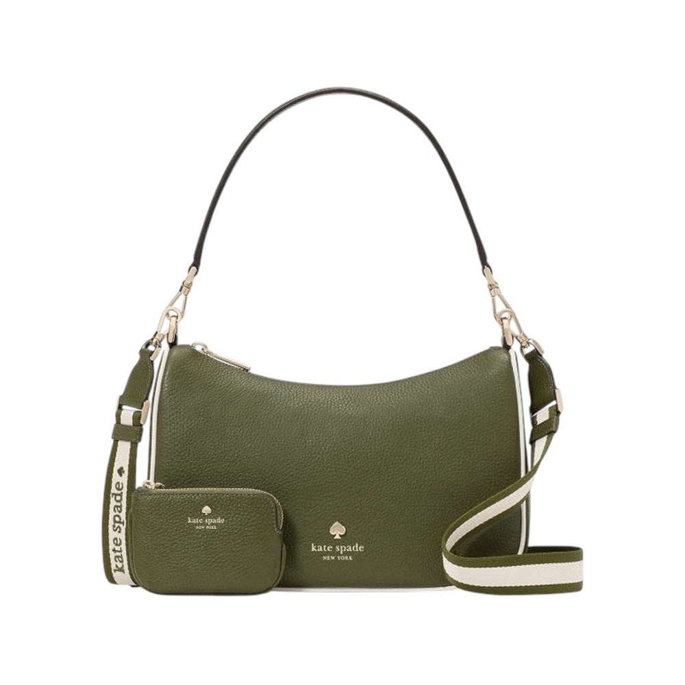 Kate Spade Emma Pebbled Leather 2 Way Bag & Zip Pouch - Enchanted Green MSRP$429